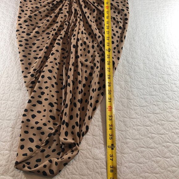Miou Muse ruched front midi skirt women Size Large New With Tags Tan Leopard - Picture 6 of 7